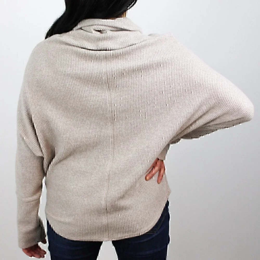 Slouchy Knit Tunic Sweater - Taupe - Picture 5 of 5
